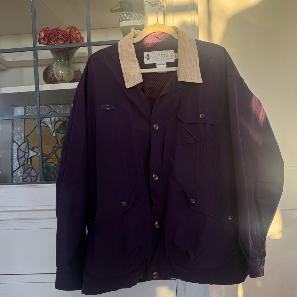 Colombia Radial Sleeve Double Layer Jacket / Purple with Corduroy Tan Collar